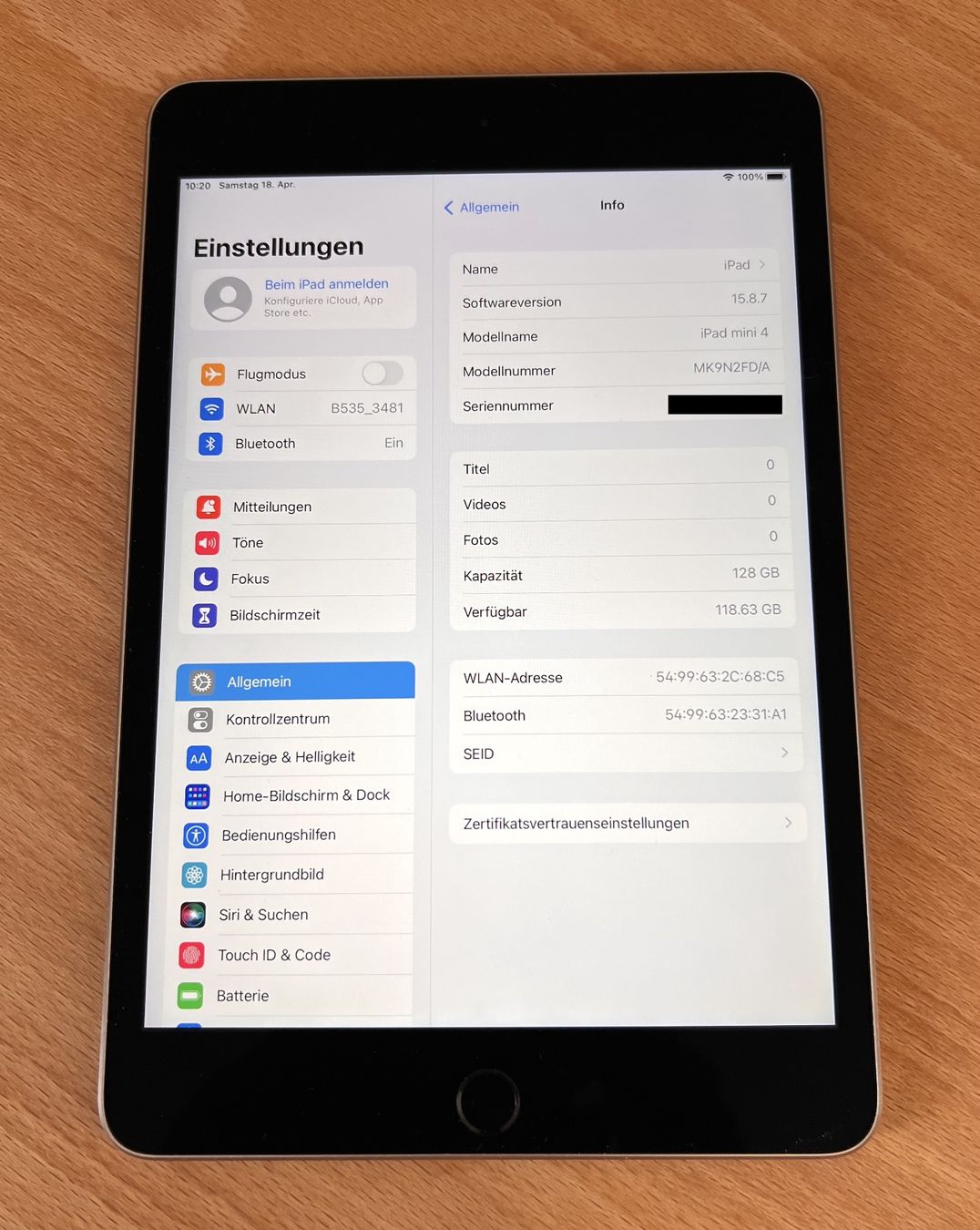 Apple Tablet PC: iPad mini 4 128GB - Super Zustand – Gebraucht aus Triengen von mappa 3