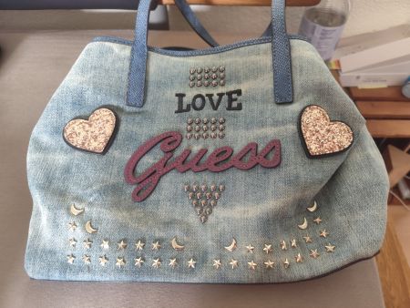 Guess Handtasche Denim Denim-Optik mit Nieten guter Zustand
