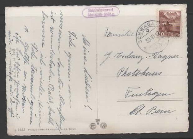 Cartes postales: SÄNTISGIPFEL - GLETSCHER   1942   N – D'occasion à Ruggell par Masescha 1