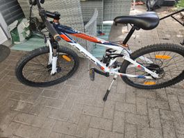 Mountainbike Kinder California weiss/blau vollgefedert 24"