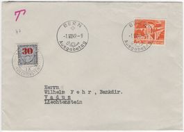 5 Rp. Sitterbrücken - FDC nach VADUZ m. 30 Rp. FL-Portomarke