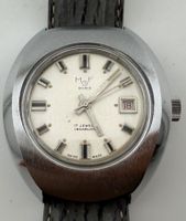 Mof Bienne 17 Jewels Incabloc Datum Herrenuhr Stahl