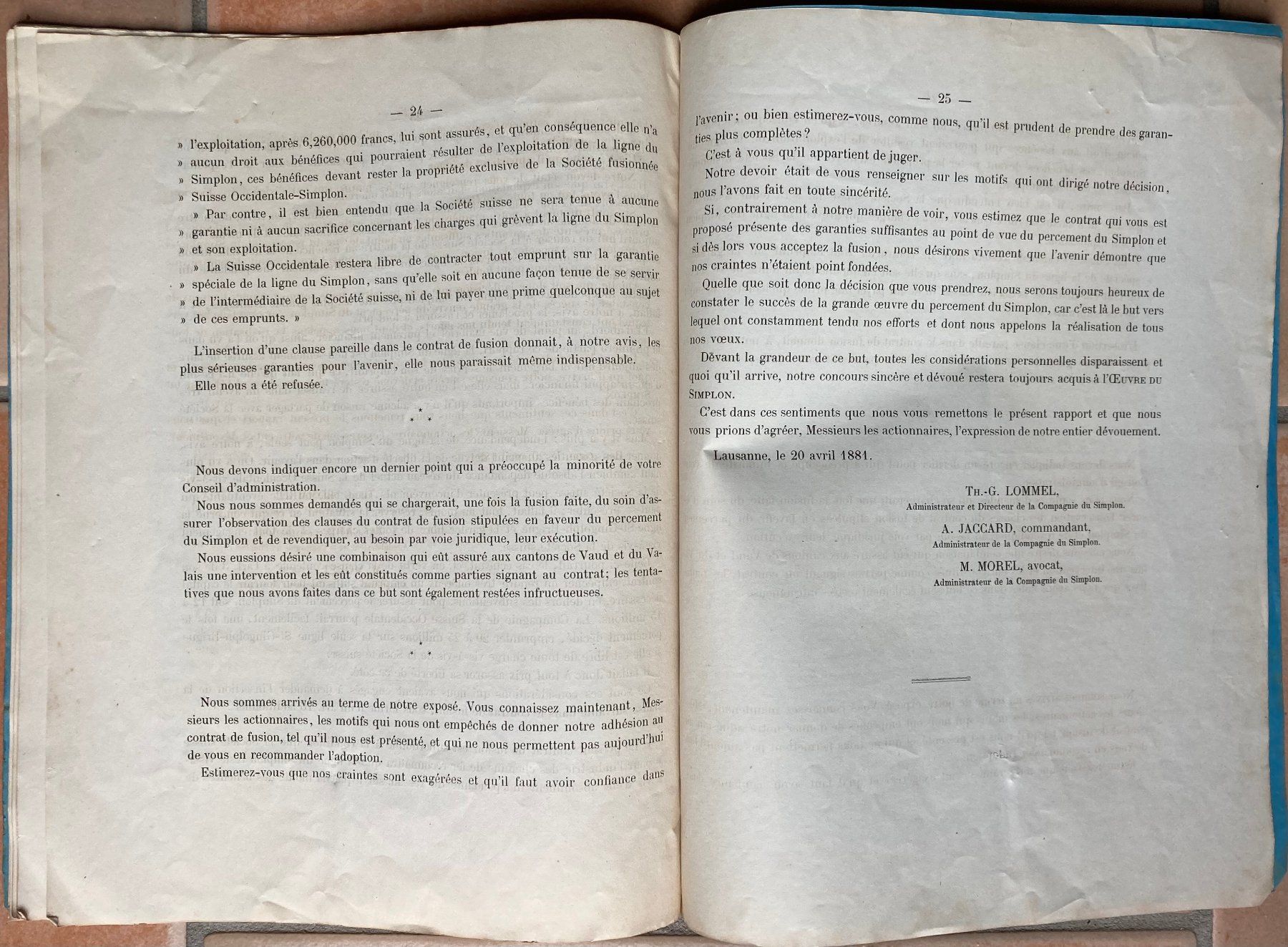 Documenti: Compagnie du Chemin de Fer du Simplon - Rapport de 1881 – Usato da Versoix venduto da Decapod 7
