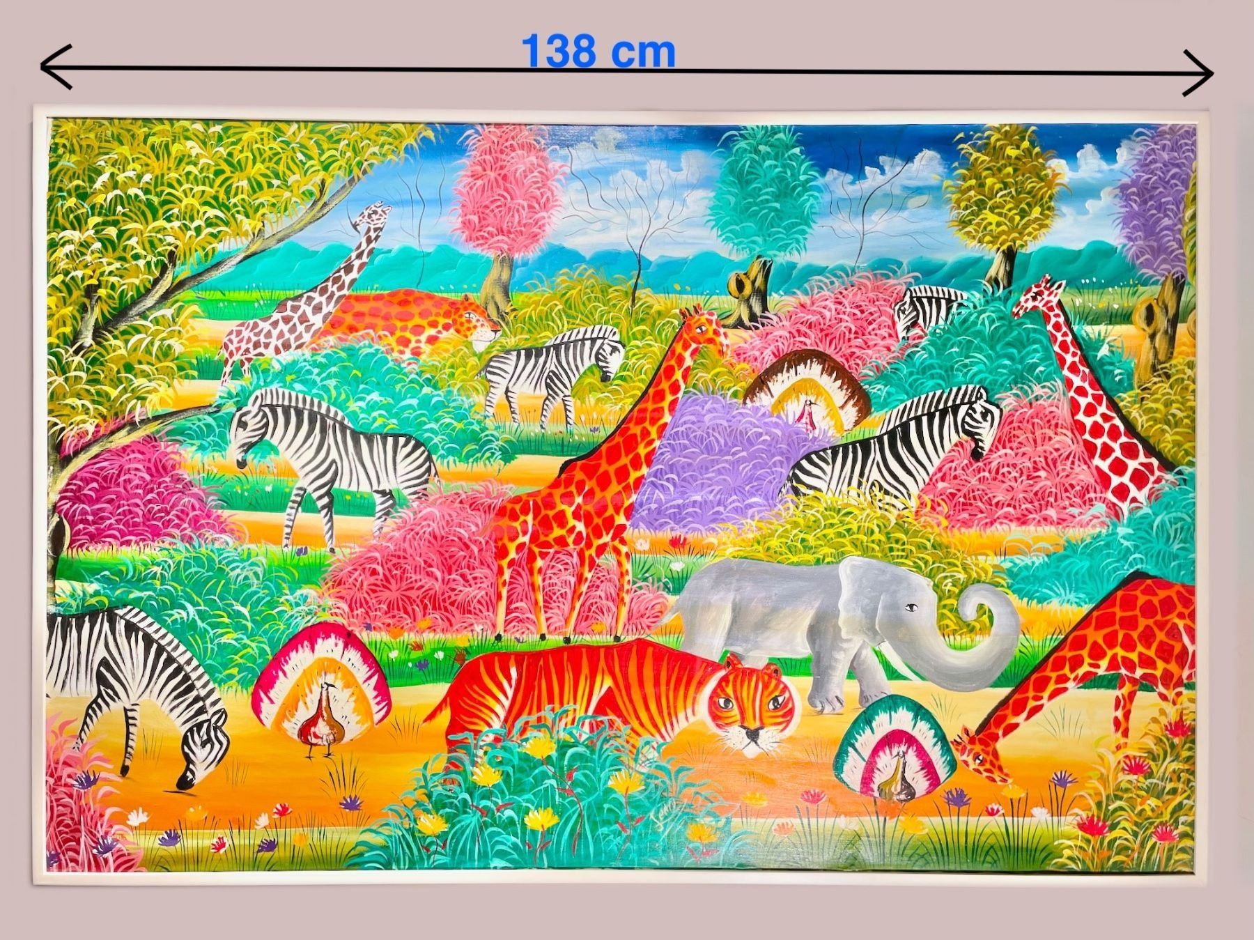 Dipinti: Tiere in der Savanne - 138 cm – Usato da Basel venduto da Kaffee_und_Kunst