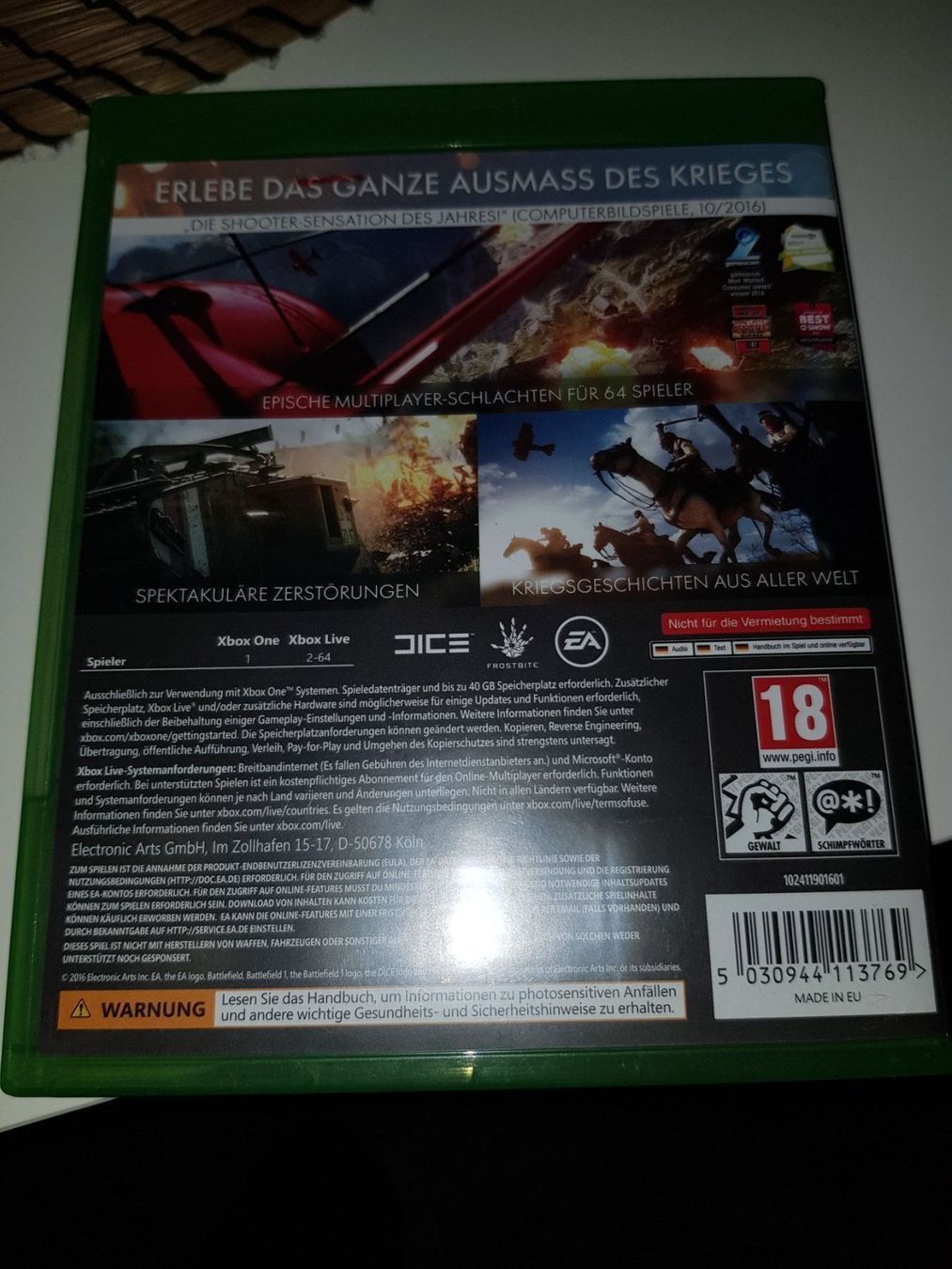 Microsoft Spiele: BATTLEFIELD 1 für XBOX ONE – Gebraucht aus Emmenbrücke von prisan_LU 1