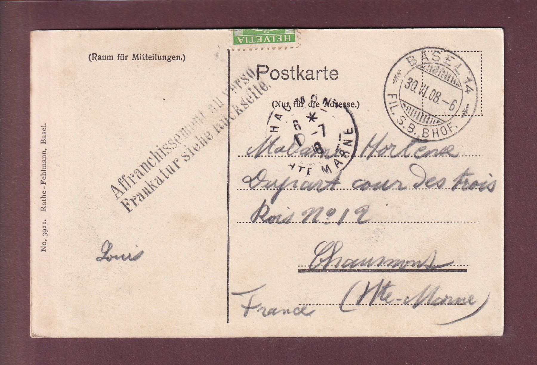 Ansichtskarten: BASEL - Die Drei Rheinbrücken - 1908 – Gebraucht aus Pully von nicecards 1