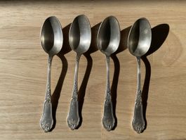 Vier silber Tee Löffel Jugendstil art nouveau gepunzt