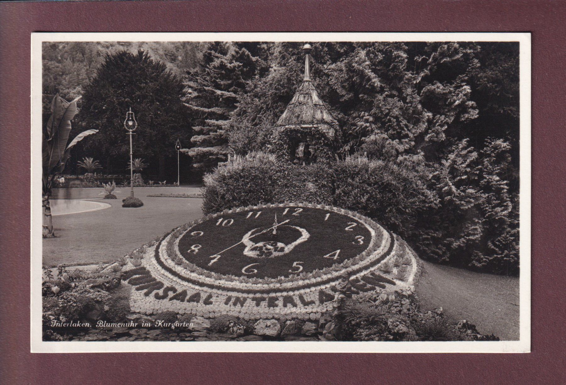 Cartoline postali: INTERLAKEN - Blumenuhr im Kurgarten – Usato da Pully venduto da nicecards