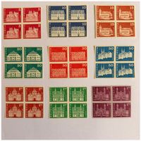 Briefmarken - Baudenkmäler - 9 umgestempelte Viererblöcke