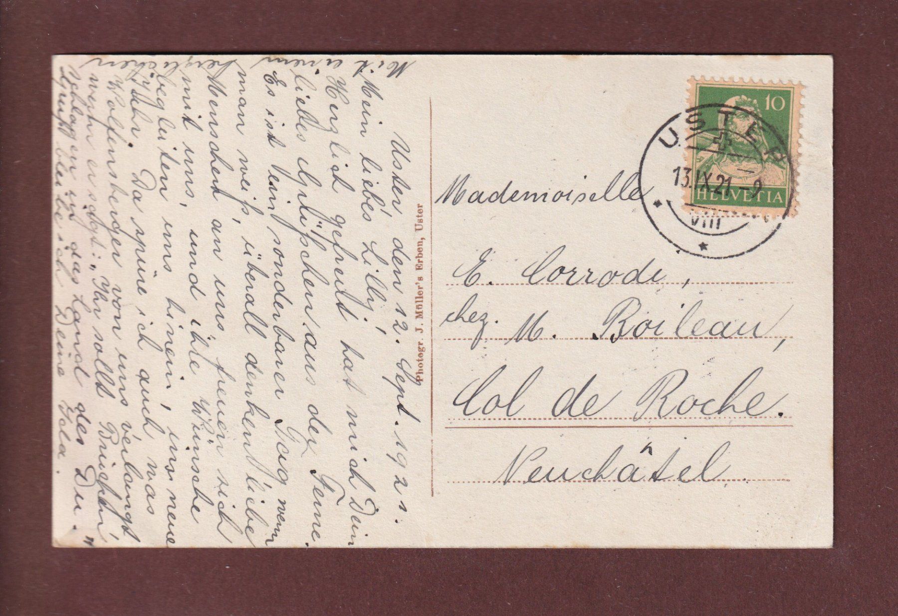 Cartoline postali: Abend am GREIFENSEE - 1921 – Usato da Pully venduto da nicecards 1