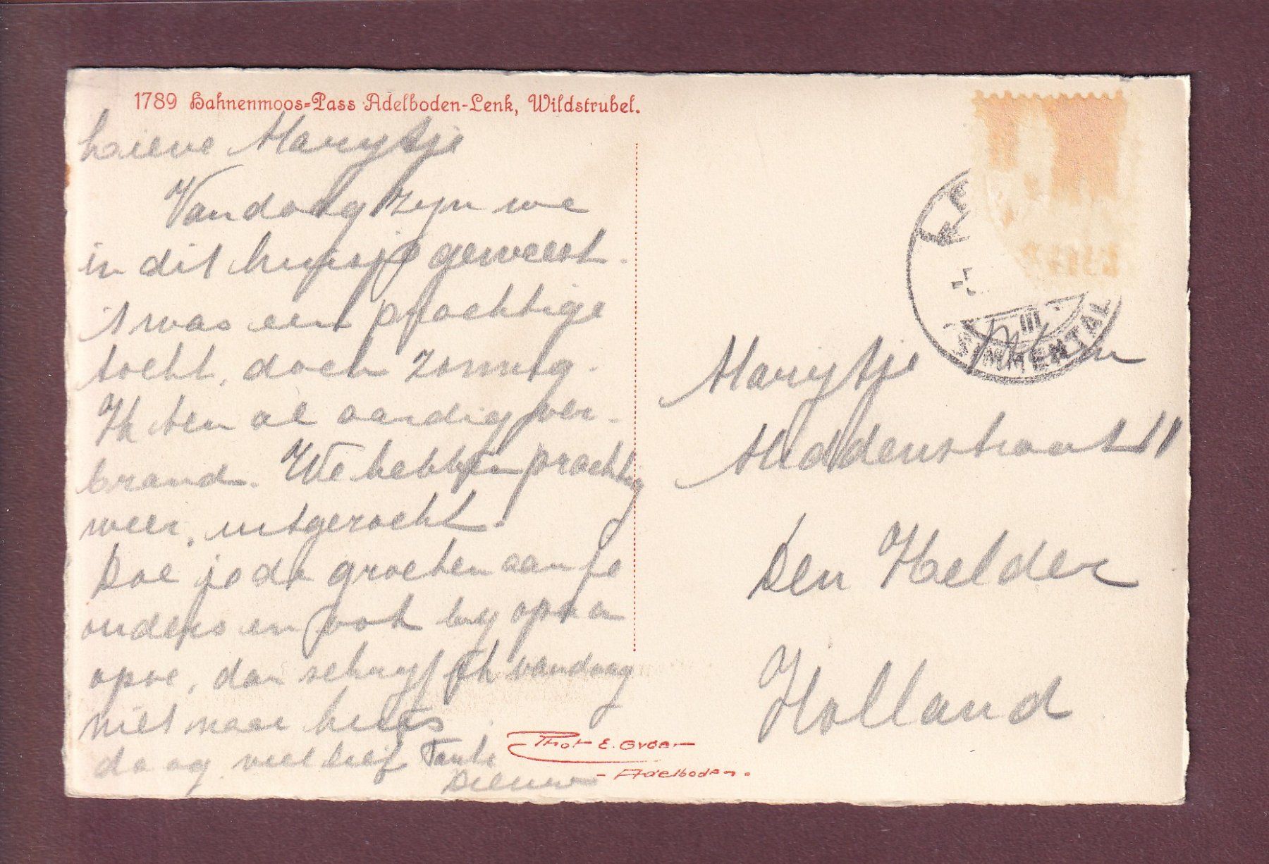 Cartes postales: HAHNENMOOS-PASS - E. Gyger – D'occasion à Pully par nicecards 1