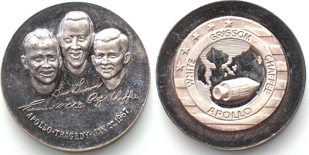 Medaglie: APOLLO 1 - APOLLO TRAGEDY 1967 Silber PP – Usato da Riehen venduto da sesambestcoins2004