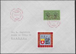 1943 Brief Genf Blockausschnitte Sonder-o + Vignette ab 1.-