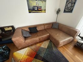 Grosses Ecksofa echtes Büffel-Leder, hellbraun, Top Zustand!