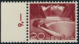 1949 - Technik + Landschaft - 20Rp. Grimsel Stausee - Abart