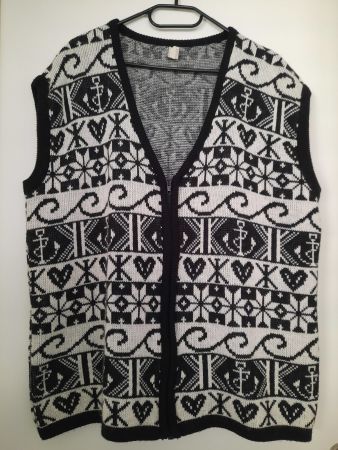 Strickweste/Strickgilet, schwarz/weiss, Gr. 40