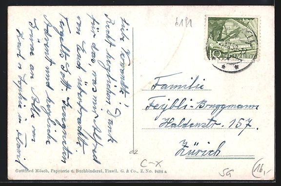 Cartoline postali: AK Flawil, Partie am Gemeindehaus, 1950 – Usato da Berlin venduto da bartko-reher 1