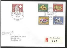 FDC Pro Patria 1958 R-Brief; B86-B90 ET Bern 31.5.1958
