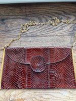 Vintage Abendtasche Kroko-Optik goldene Kette Clutch