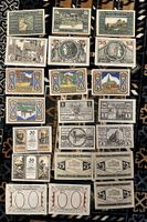 Lot von 19 deutschen Notgeldscheinen (Pfennig & Mark) mit Ba