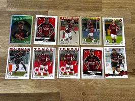10 Topps Fussball-Cards mit Spielern von AC Milan