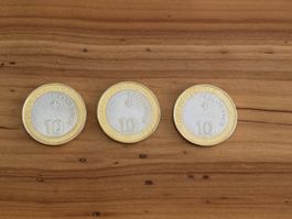 3 pièces de 10 fr Confoederatio Helvetica