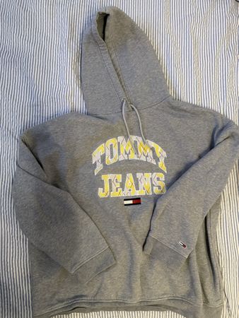 Grauer Tommy Jeans Hoodie Grösse L Pullover für den Herbst