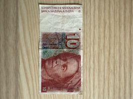 Schweizer 10-Franken-Note, 1987 gefaltet