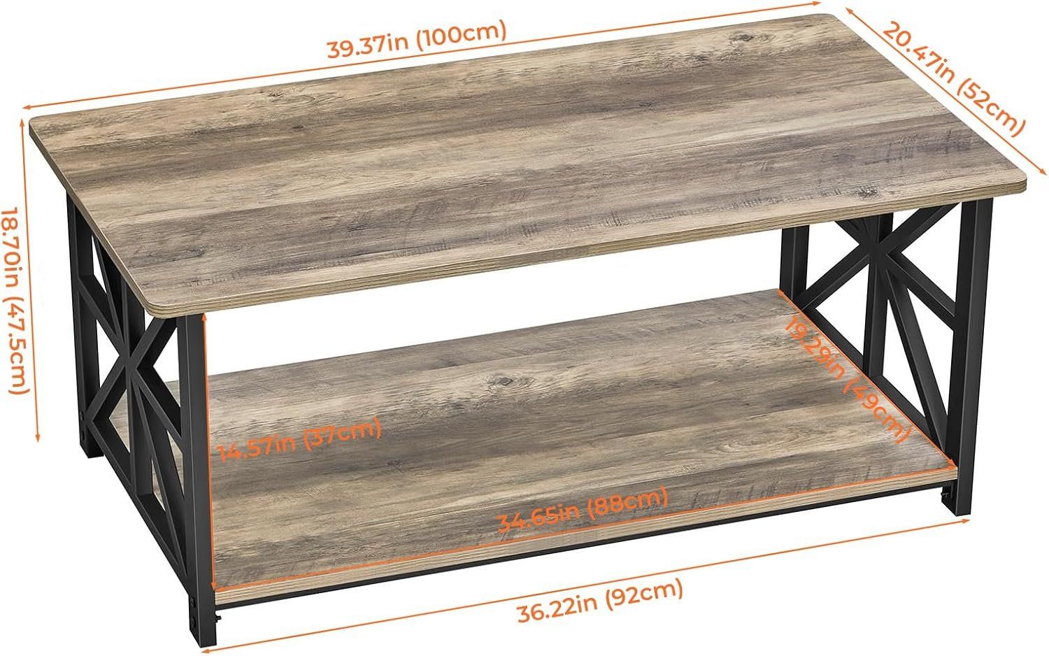 Tavoli: Couchtisch 100 cm mit Regal Sandeiche rustikal – Nuovo e nell'imballaggio originale da Schaffhausen venduto da schwizerchaes 2