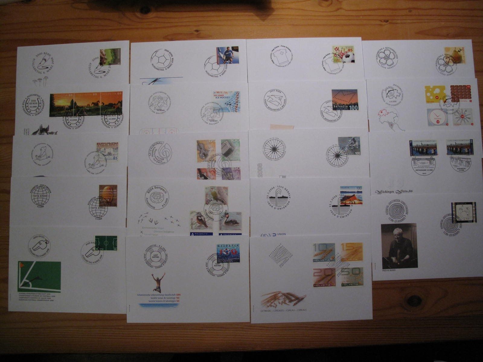 Tutti i francobolli: Schweiz FDC 2008 19 stück – Usato da Wil SG venduto da fva01