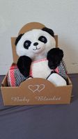 Plüschtier Panda mit Babydecke kariert neuwertig