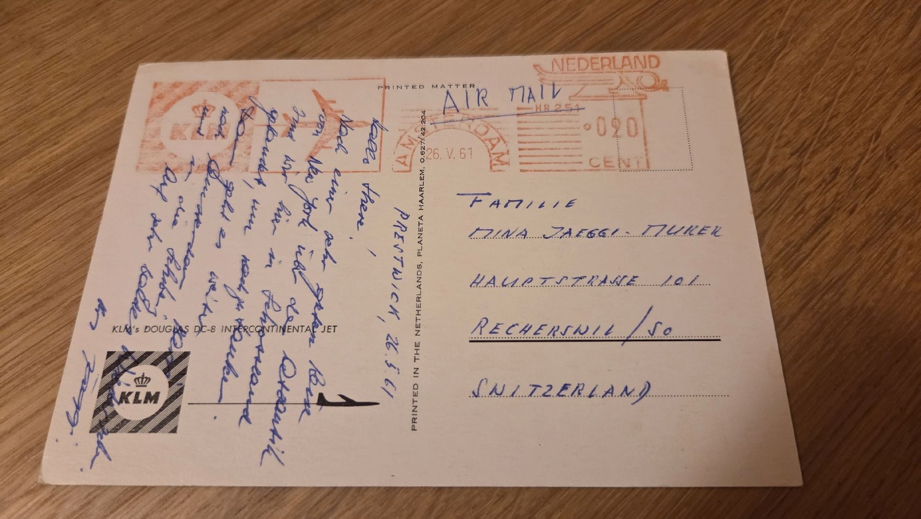 Cartoline postali: Ansichtskarte KLM Douglas DC-8 Intercontinental JET – Usato da Arni AG venduto da Moth68 1