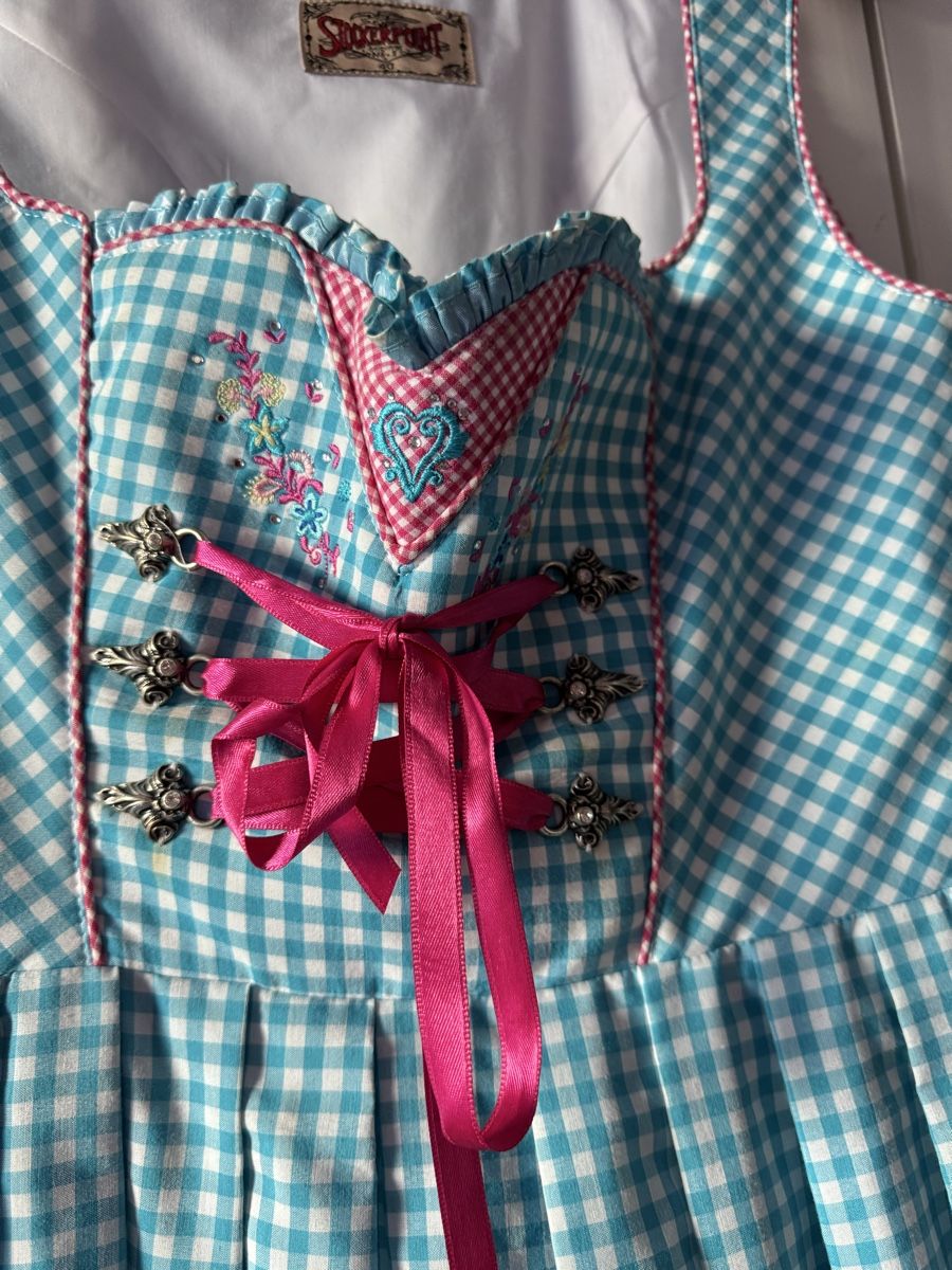 Robes: Dirndl kariert hellblau pink Grösse 40 neuwertig – D'occasion à Albligen par Harmonika55 1
