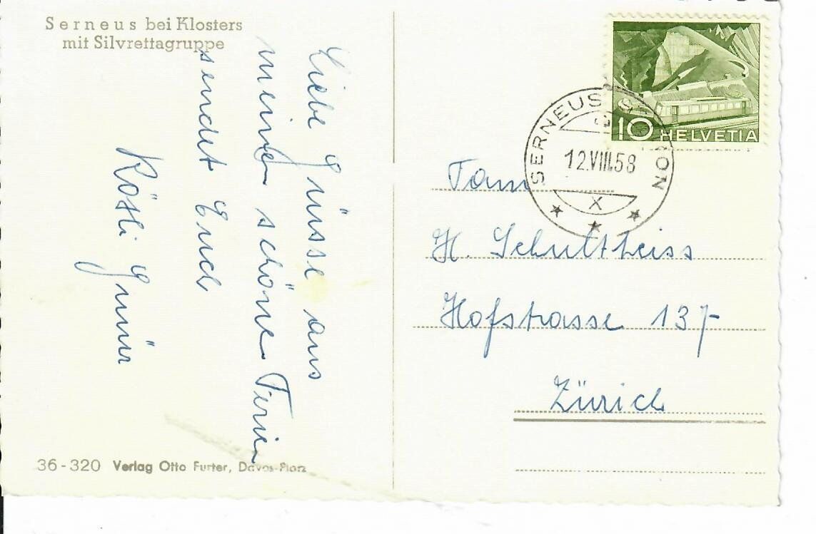 Cartoline postali: Serneus 1958 – Usato da Hochdorf venduto da Ziegel-16 1