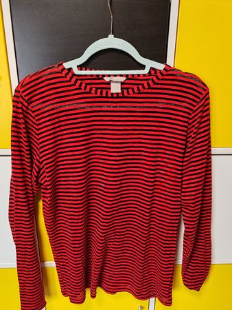 H&M Langarmshirt, Gr. XL, rot-schwarz gestreift, 
