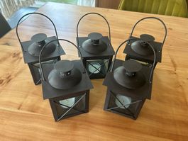 5er Set Teelicht Laternen Metall Glas 14cm
