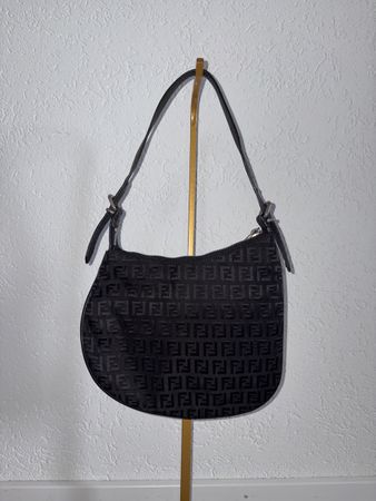Sac Fendi Oyster Vintage Toile Zucchino Noir Authentique