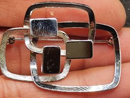 Vintage 800er Silber Brosche Kunst Handarbeit Meisterpunze