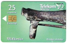 Telefonkarte Slowenien Chip-229 Römerzeit Fibula