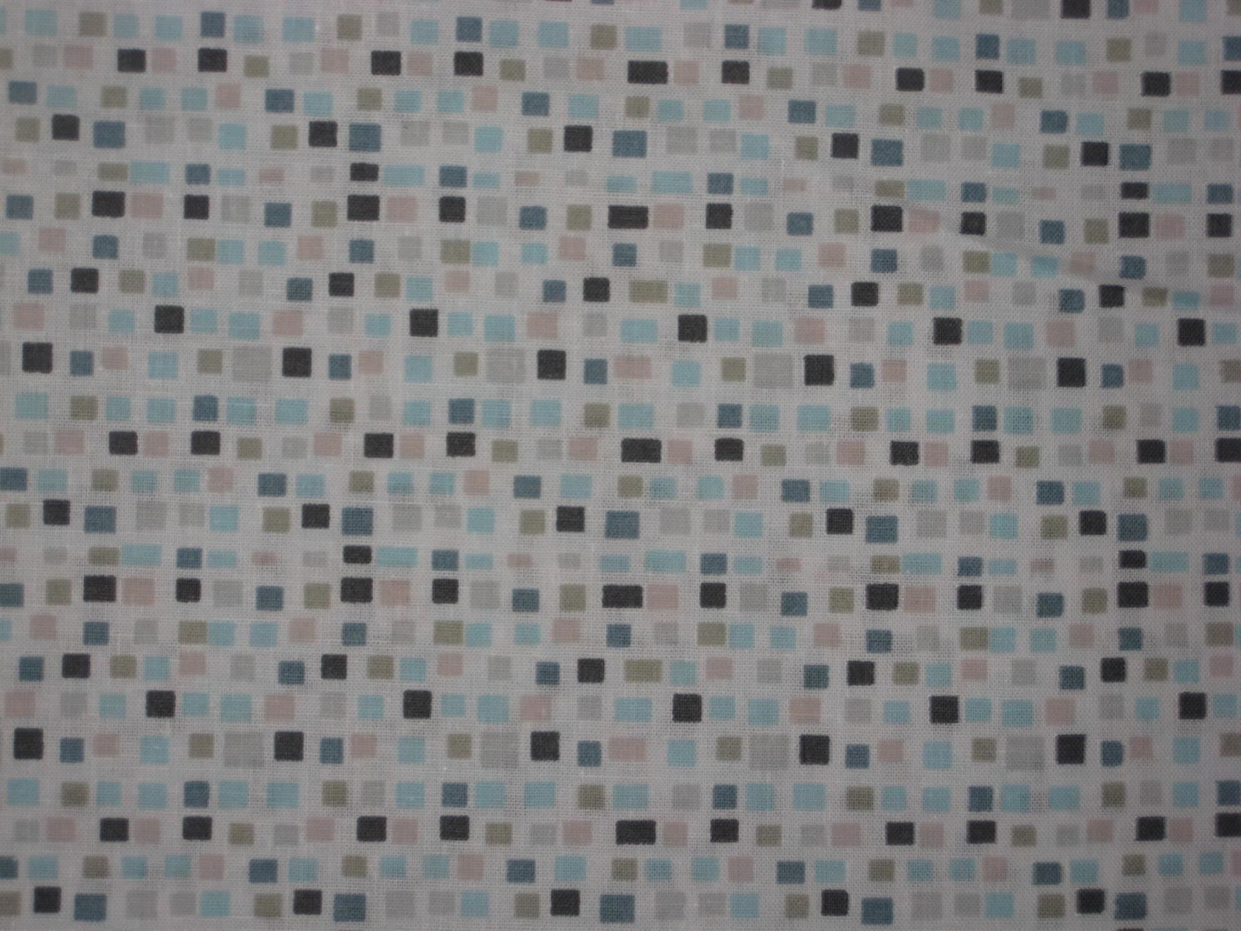 Stoffe: Baumwollstoff weiss mit grau/mint kleinen Kästli – Neu und originalverpackt aus Füllinsdorf von Schlupp 1