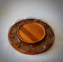 GROSSE, RUNDE DREHPLATTE AUS TEAK, DÄNEMARK, 70ER JAHRE.