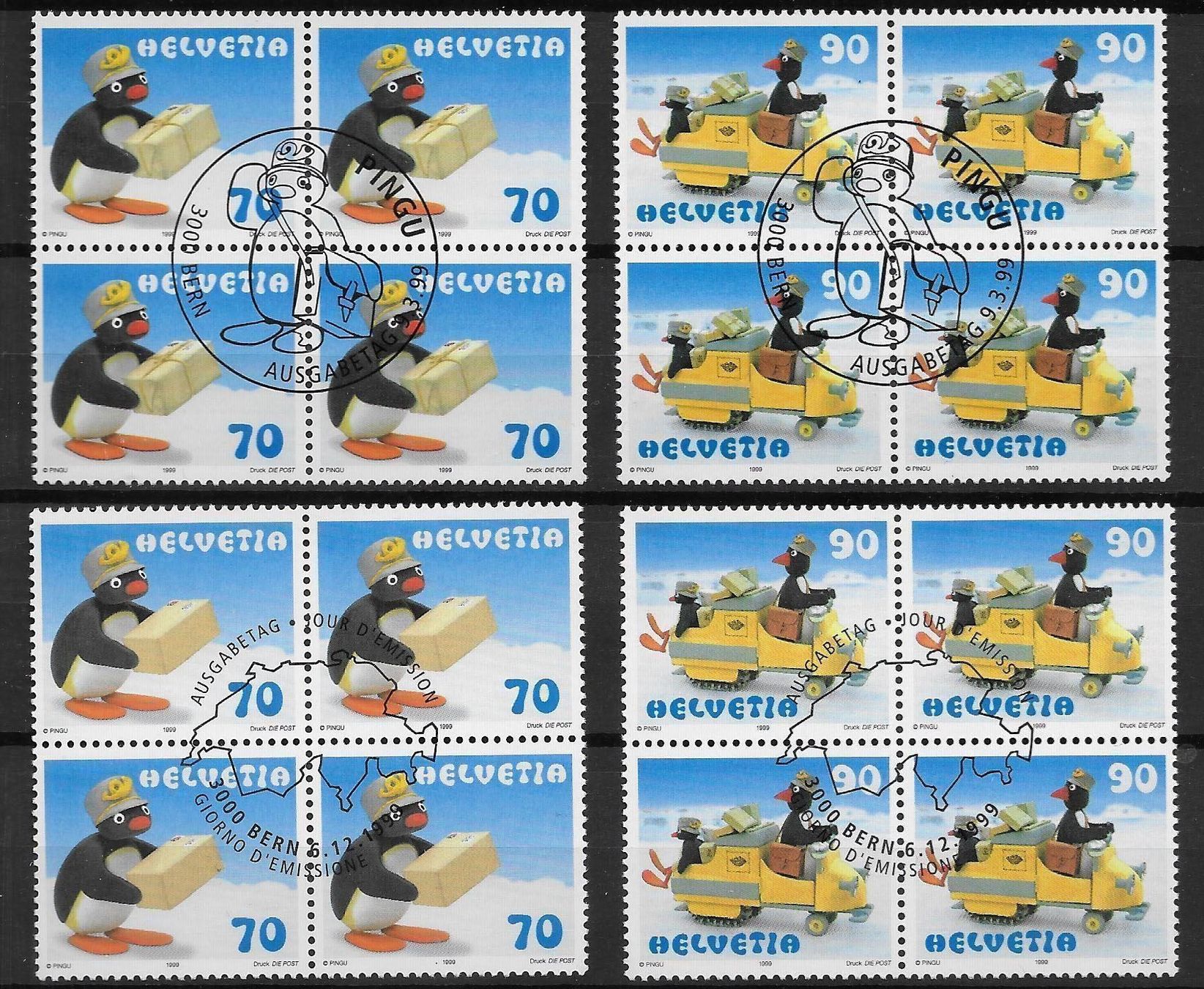 Tutti i francobolli: B0964 - Pingu avec/sans ficelle B4 1er j – Usato da Trélex venduto da Phil_Albert