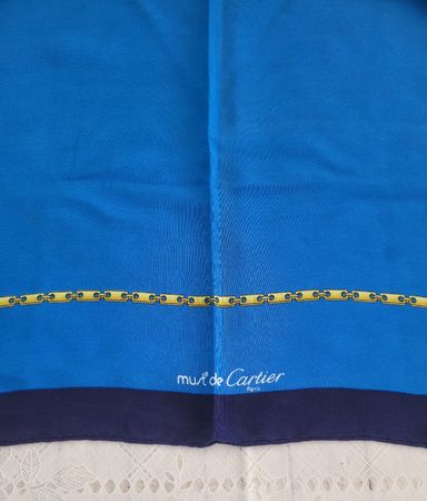 🔵 Original CARTIER Seidentuch (Saum handgerollt) 80er Jahre