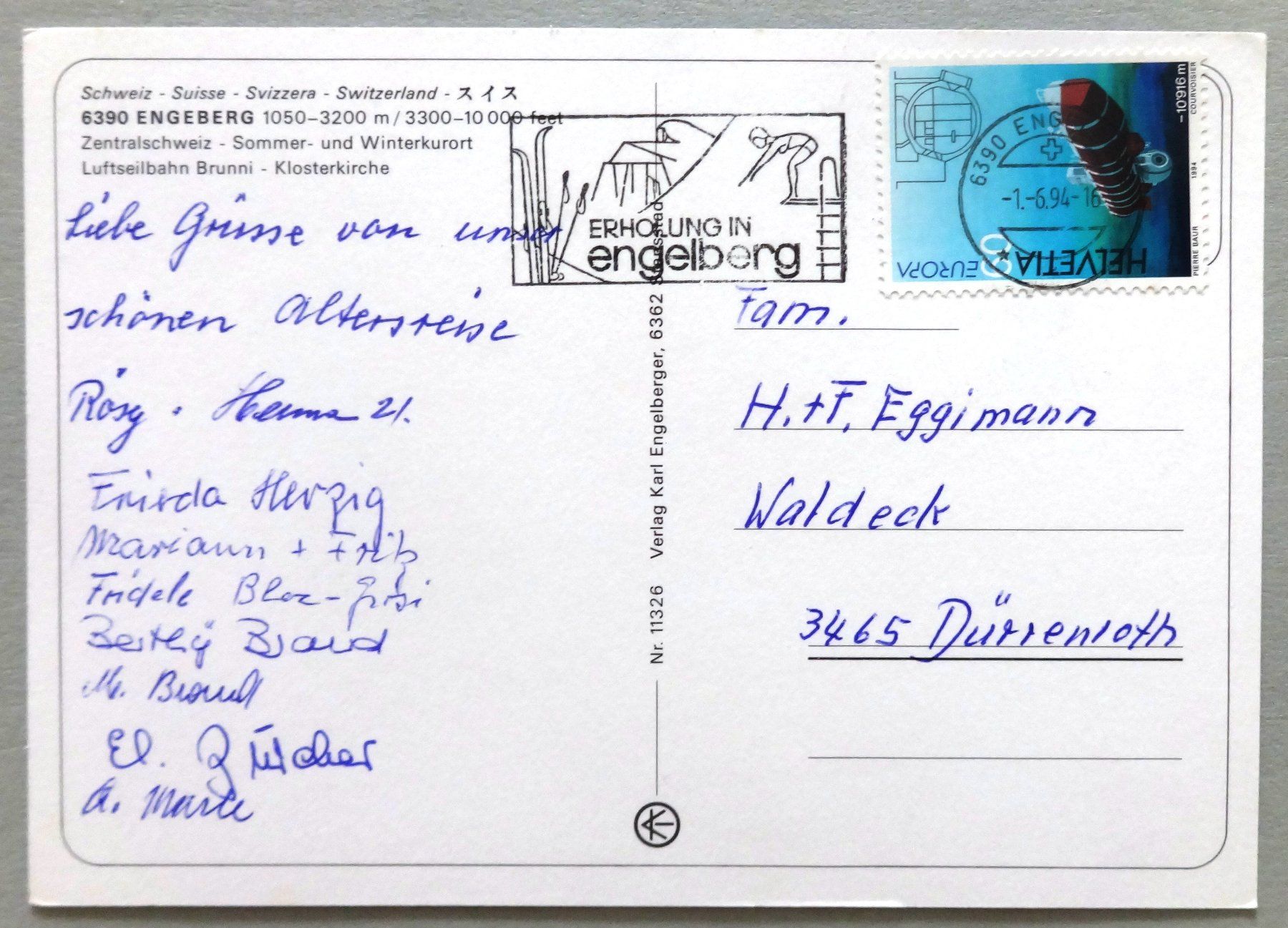 Cartes postales: Engelberg, Luftseilbahn Brunni - Klosterkirche – D'occasion à Fétigny par Billy2miny 1