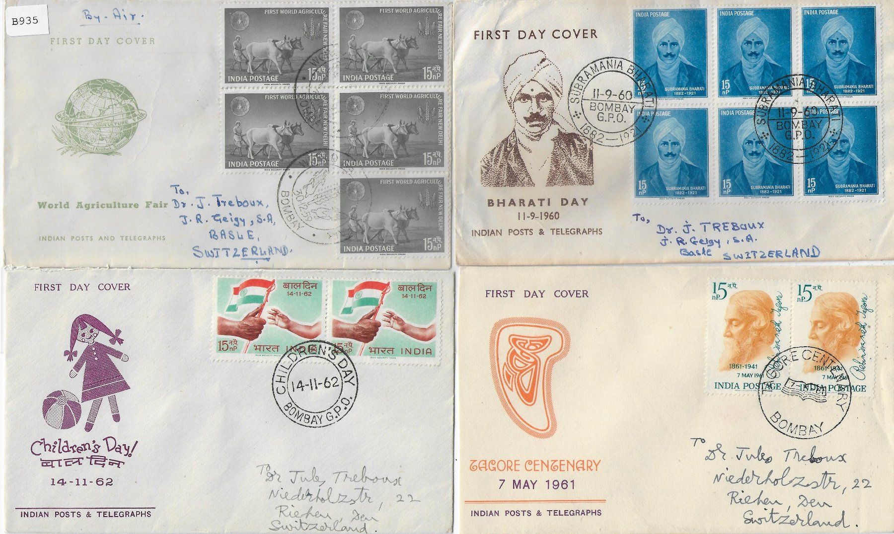 Alle Briefmarken: 4 FDC Indien – Neu und originalverpackt aus Ettingen von Kartenplanet