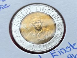 San Marino 500 Lire 1984 unz Bimetall Albert Einstein