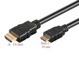 Mini HDMI Kabel Highend  Mini C auf A HD