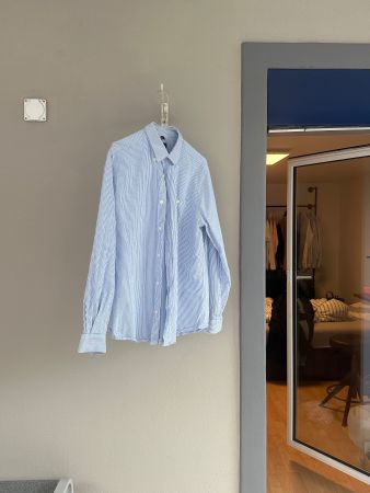 Manor Herrenhemd gestreift blau weiss Gr. L 41/42