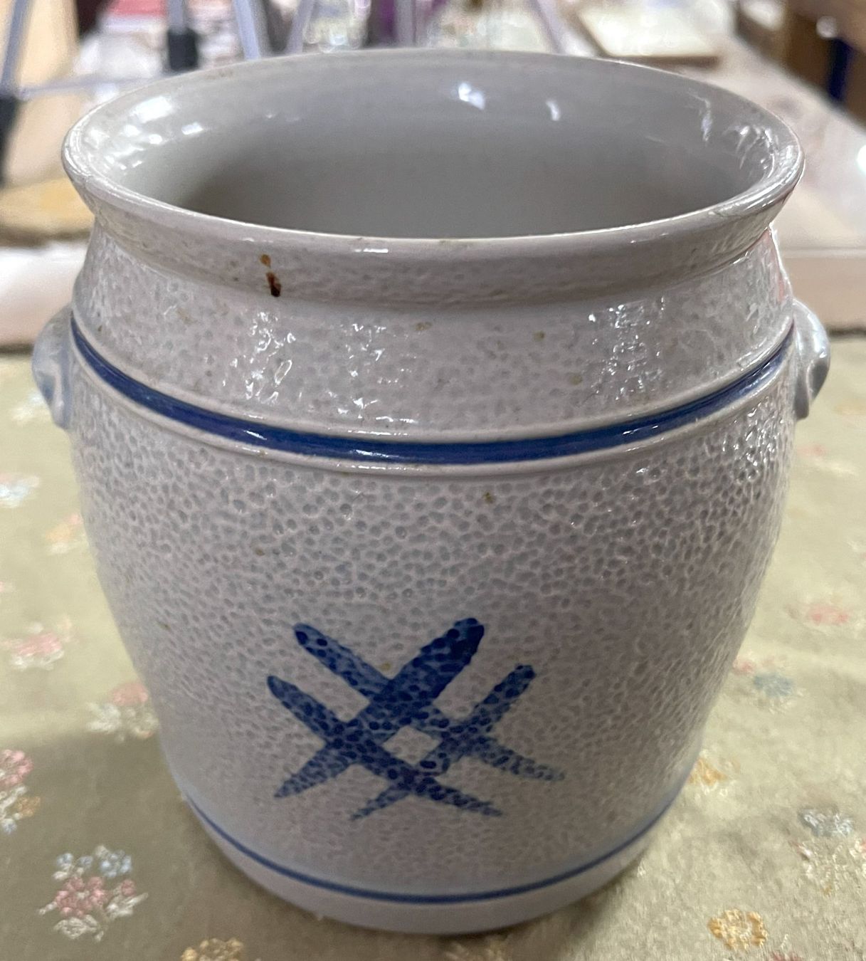 Töpfe: Alte Steingut Topf / blau grau - H 14.5cm – Gebraucht aus Oftringen von Vucki 1