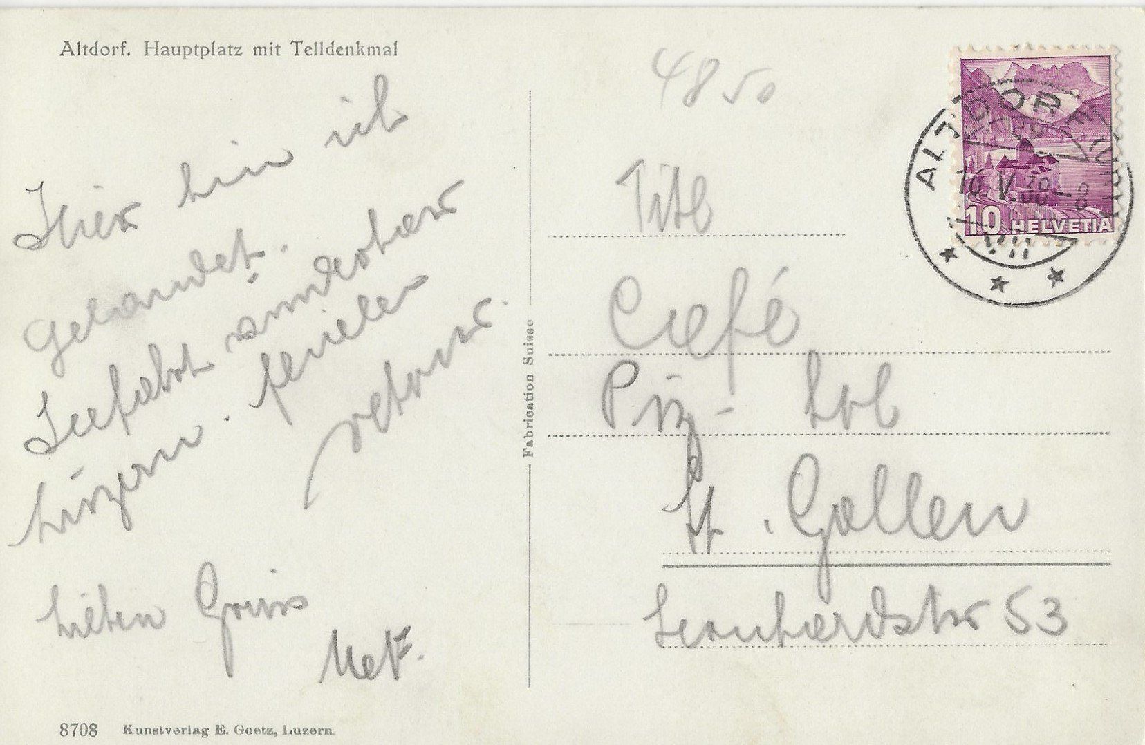 Cartoline postali: Altdorf, animiert, 1938 – Usato da Frauenfeld venduto da Merk52 1